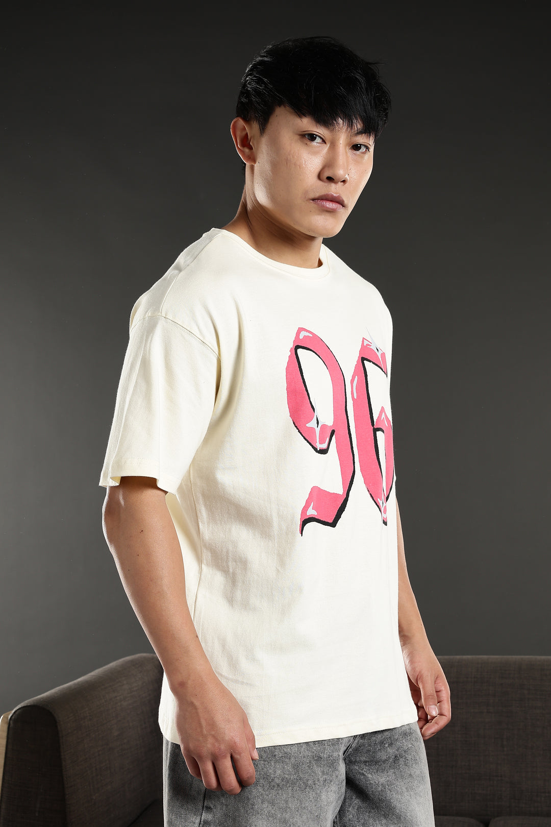 Numeric Oversized Cream T-shirt