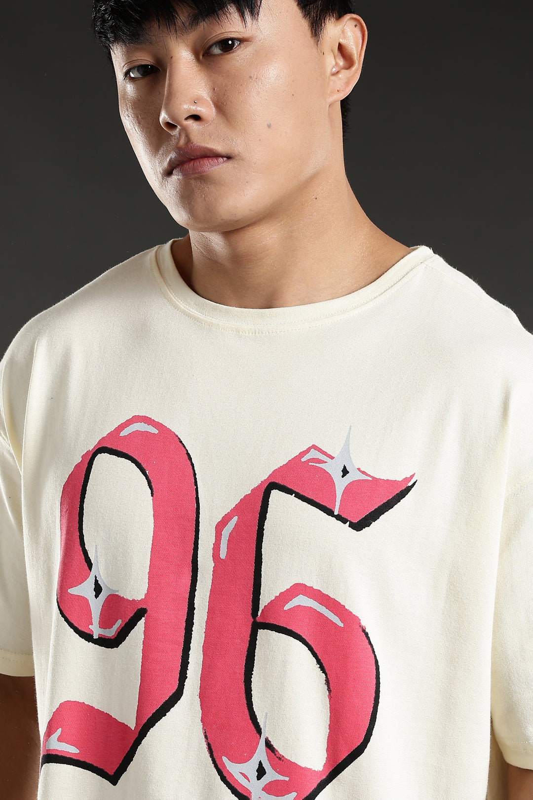 Numeric Oversized Cream T-shirt