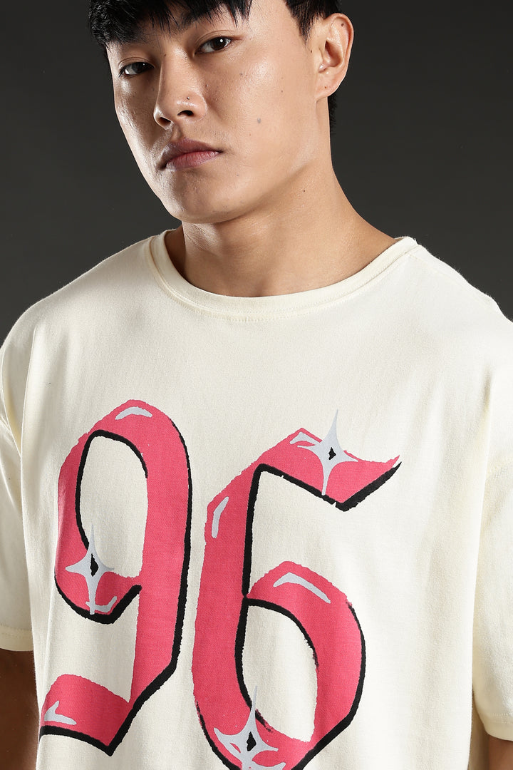 Numeric Oversized Cream T-shirt