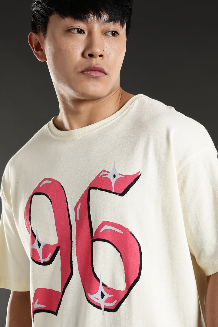 Numeric Oversized Cream T-shirt