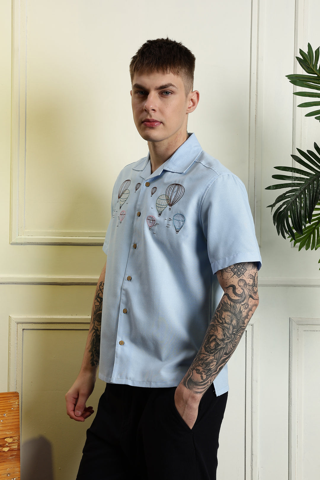 Hot Air Ballon Embroidery Shirt