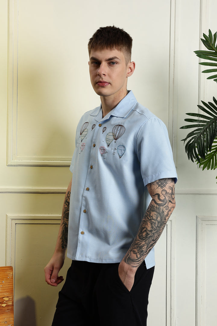 Hot Air Ballon Embroidery Shirt