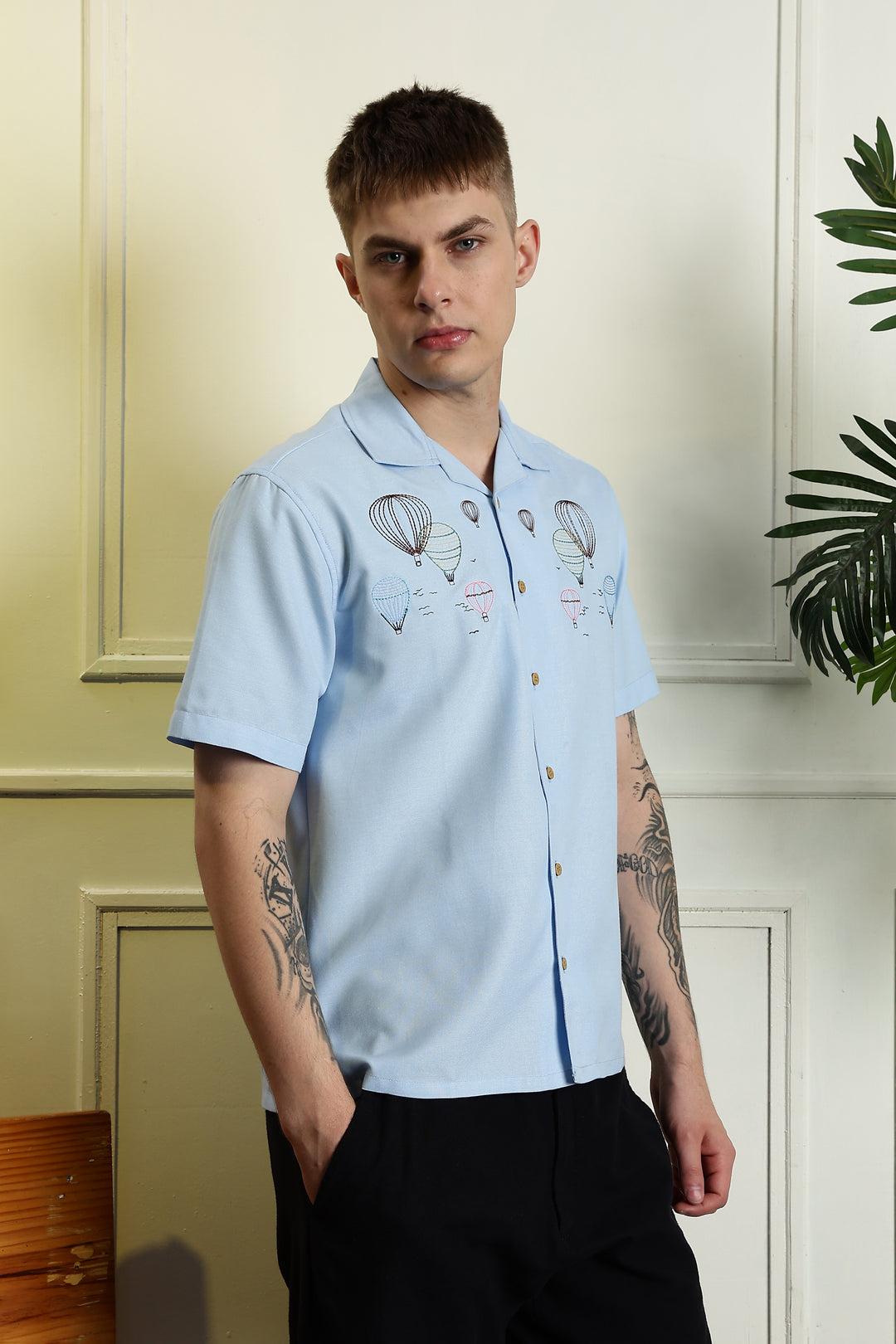 Hot Air Ballon Embroidery Shirt