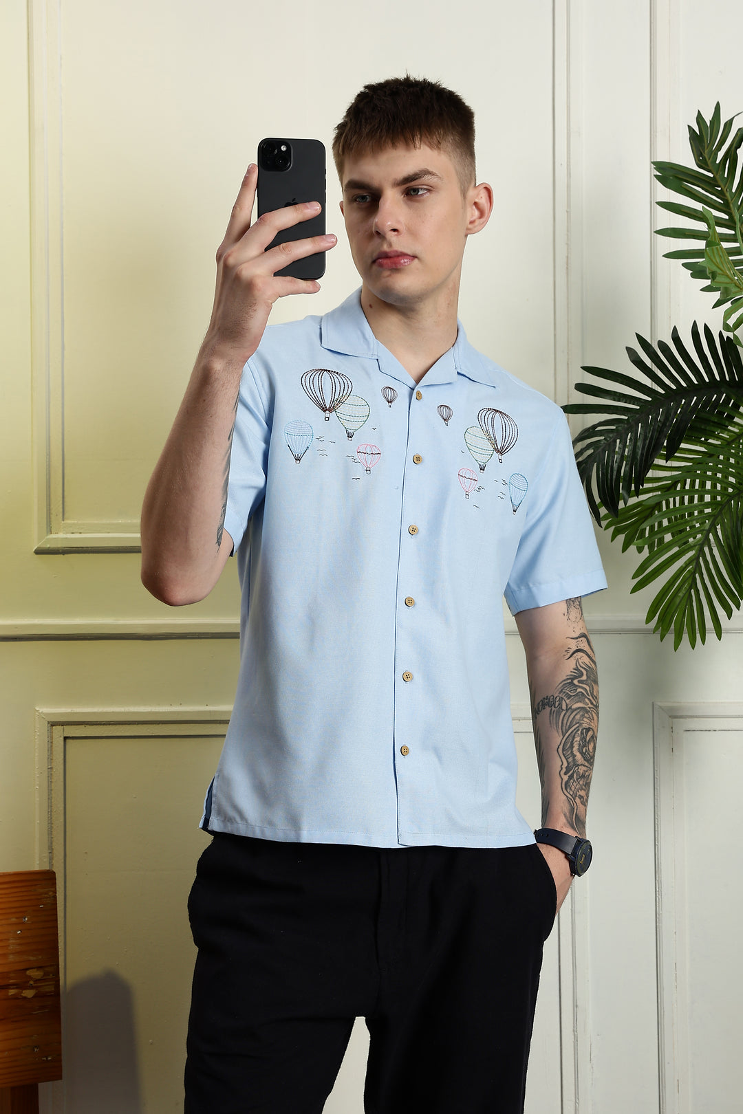 Hot Air Ballon Embroidery Shirt