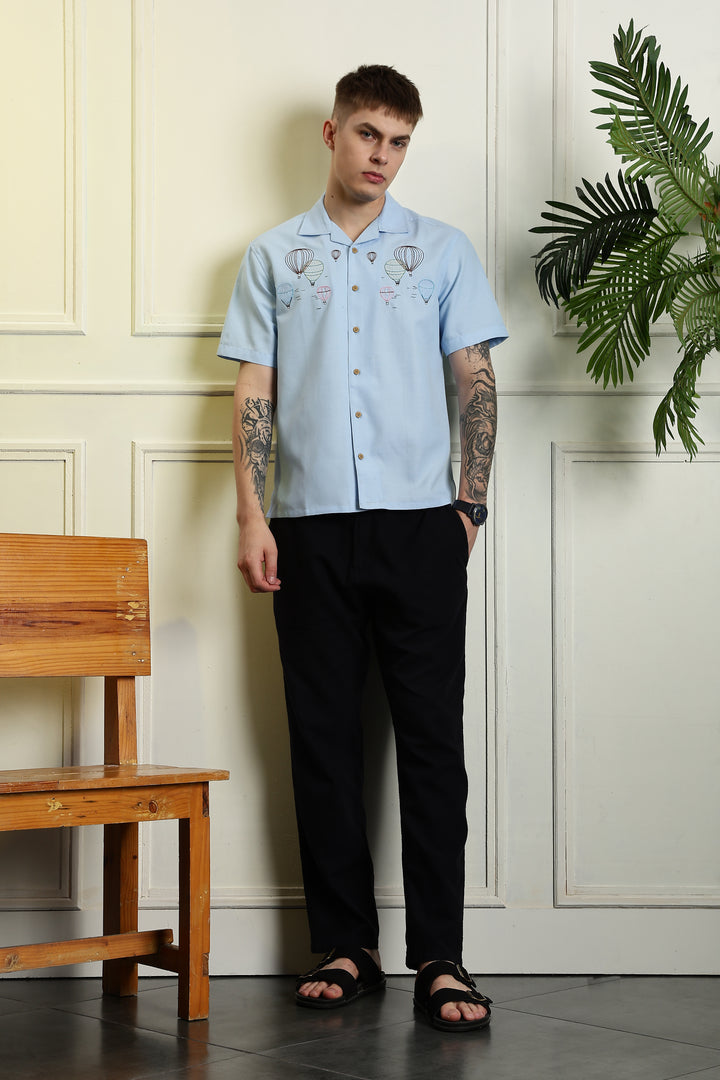 Hot Air Ballon Embroidery Shirt
