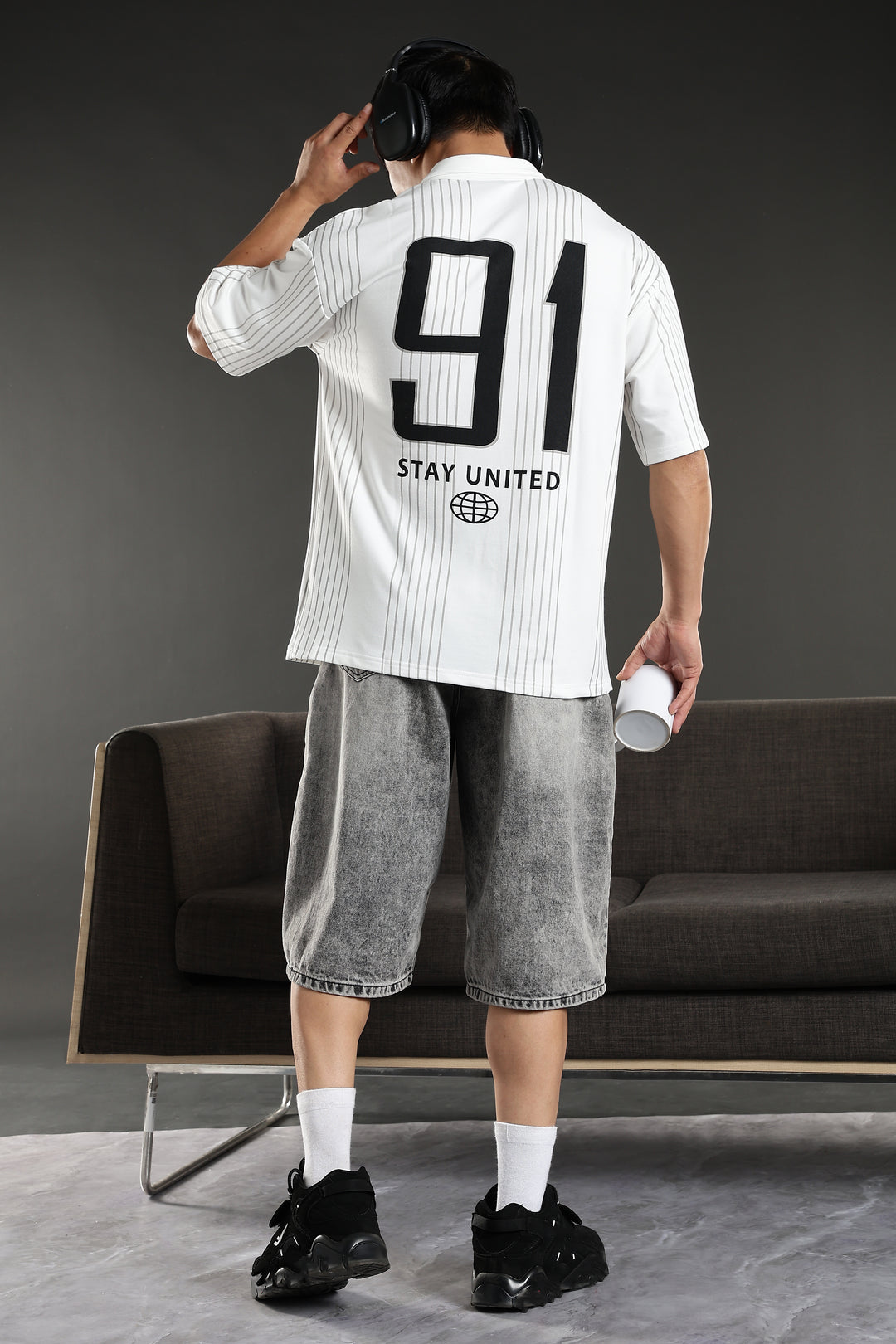Hustle: White Oversized Polo T-shirt