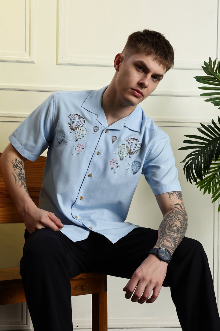 Hot Air Ballon Embroidery Shirt