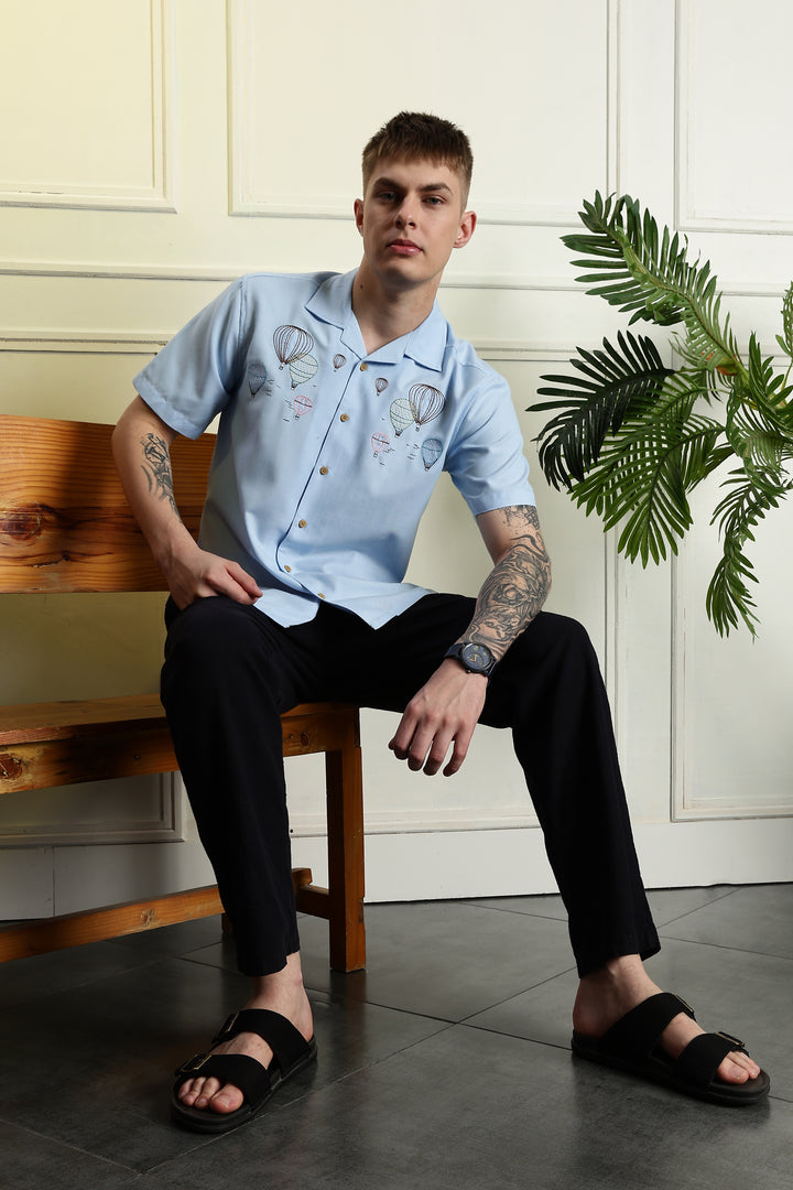 Hot Air Ballon Embroidery Shirt