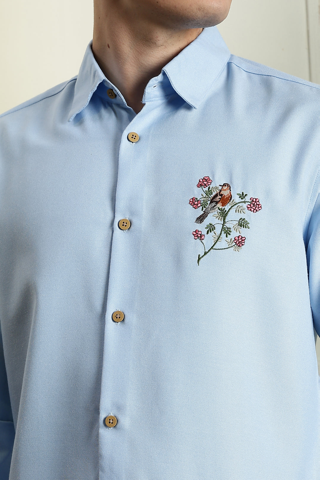 Floral bird Embroidery Shirt