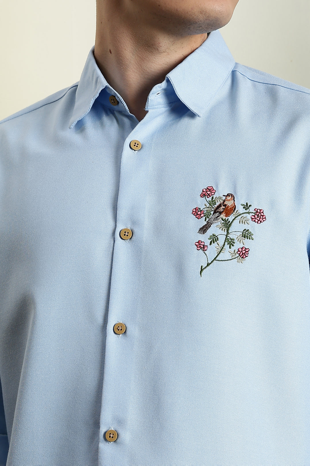 Floral bird Embroidery Shirt