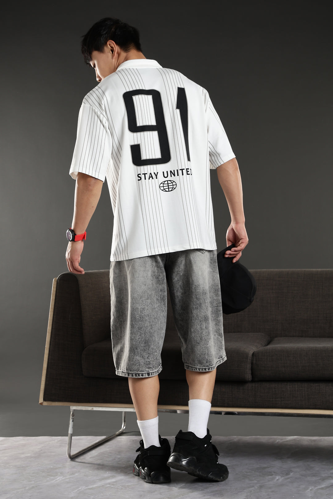 Hustle: White Oversized Polo T-shirt