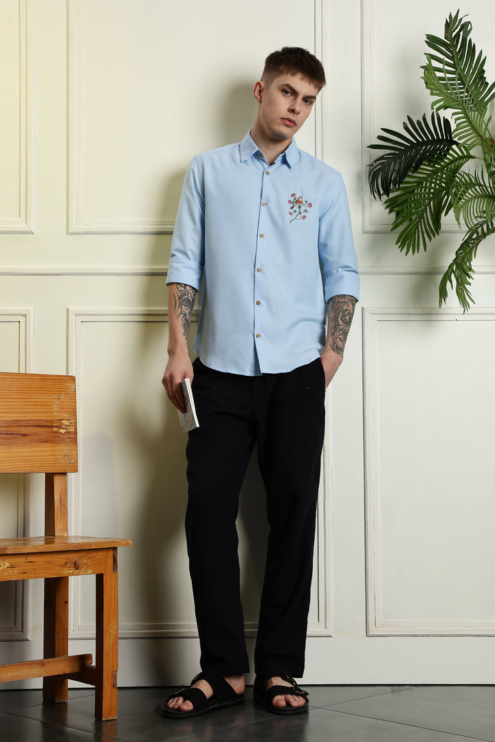 Floral bird Embroidery Shirt