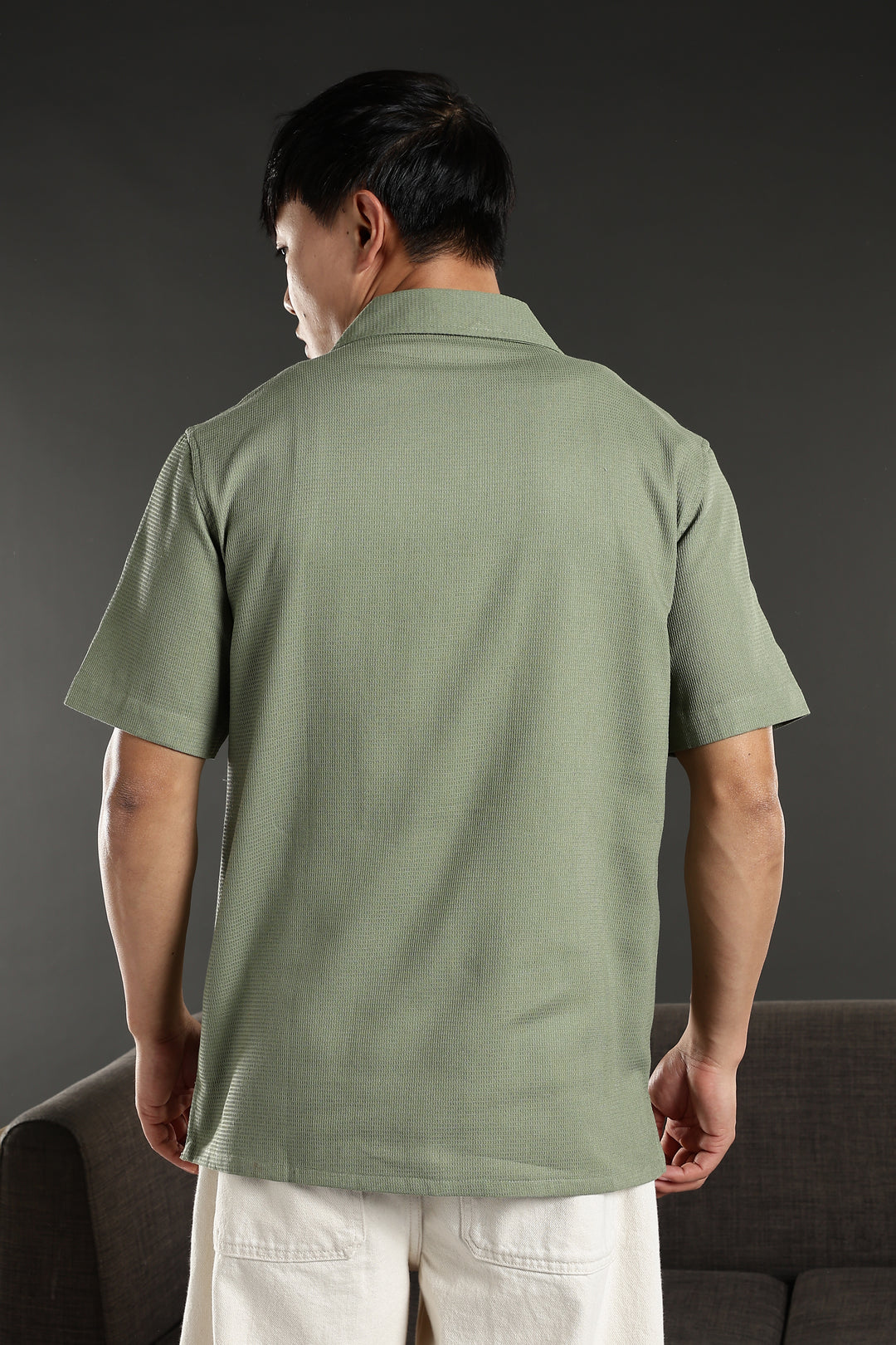 Limited Edition: Embroidery Sage Green Cotton Cuban Shirt