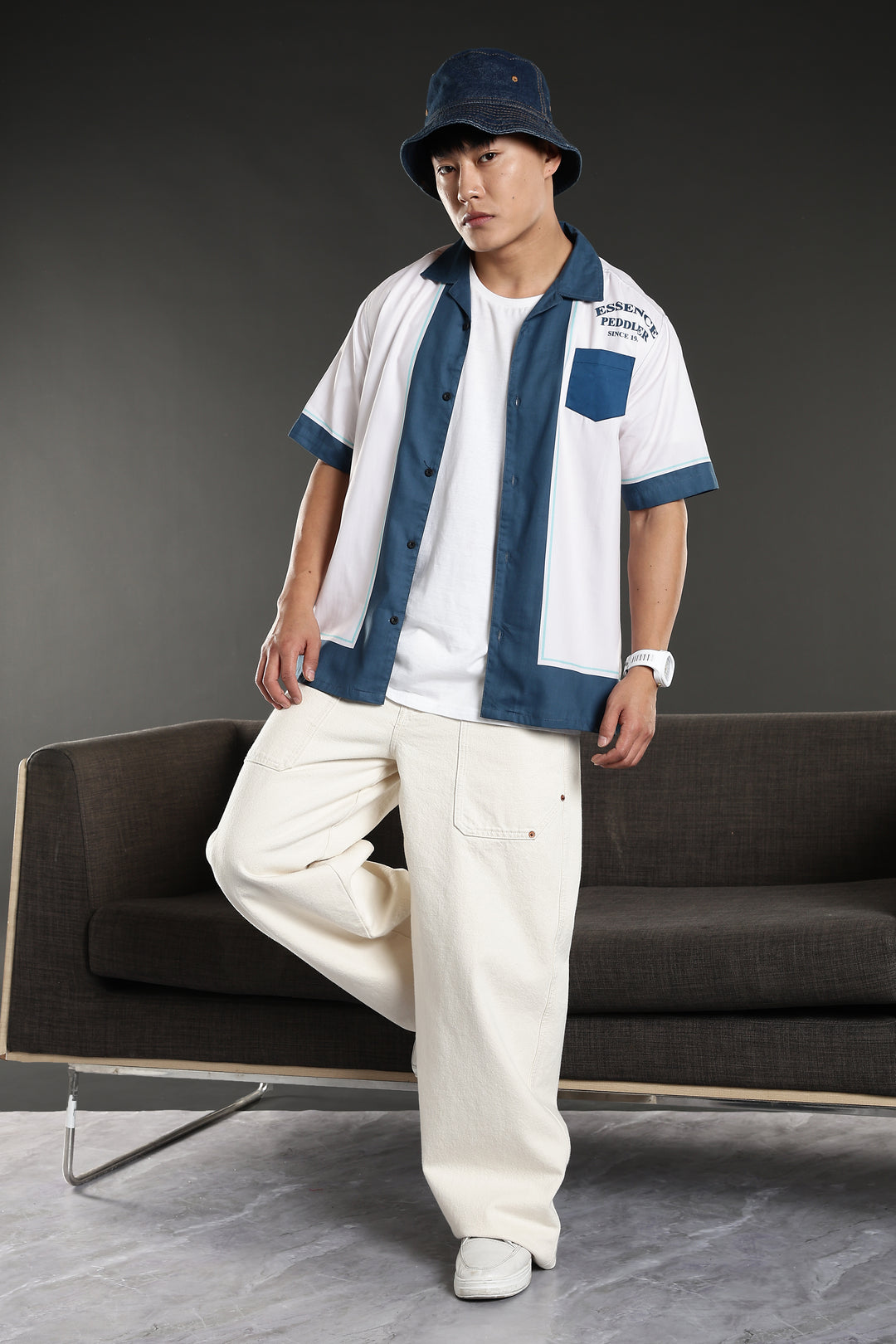 Essence Peddler : Blue Printed Cuban Shirt