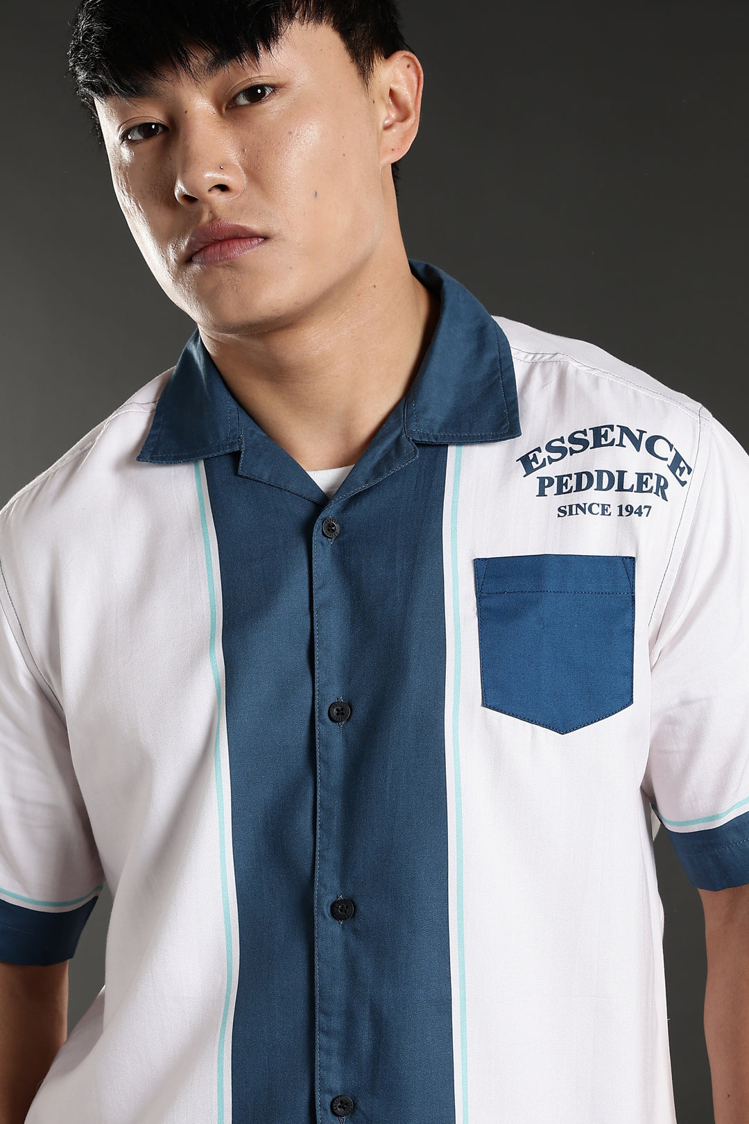 Essence Peddler : Blue Printed Cuban Shirt