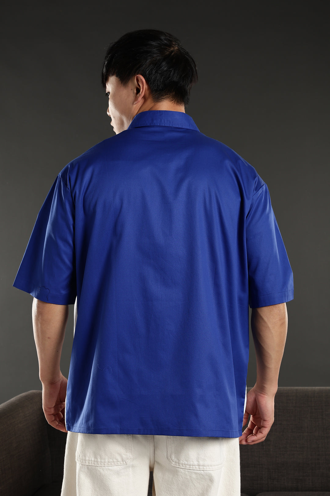 Not Idle: Cut & Sew Oversized Blue Cotton Shirt