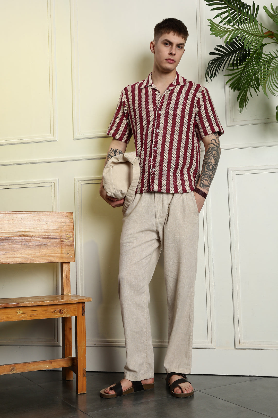 Red Streaks Crochet Shirt
