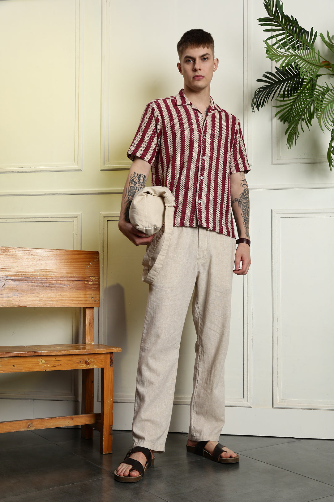 Red Streaks Crochet Shirt