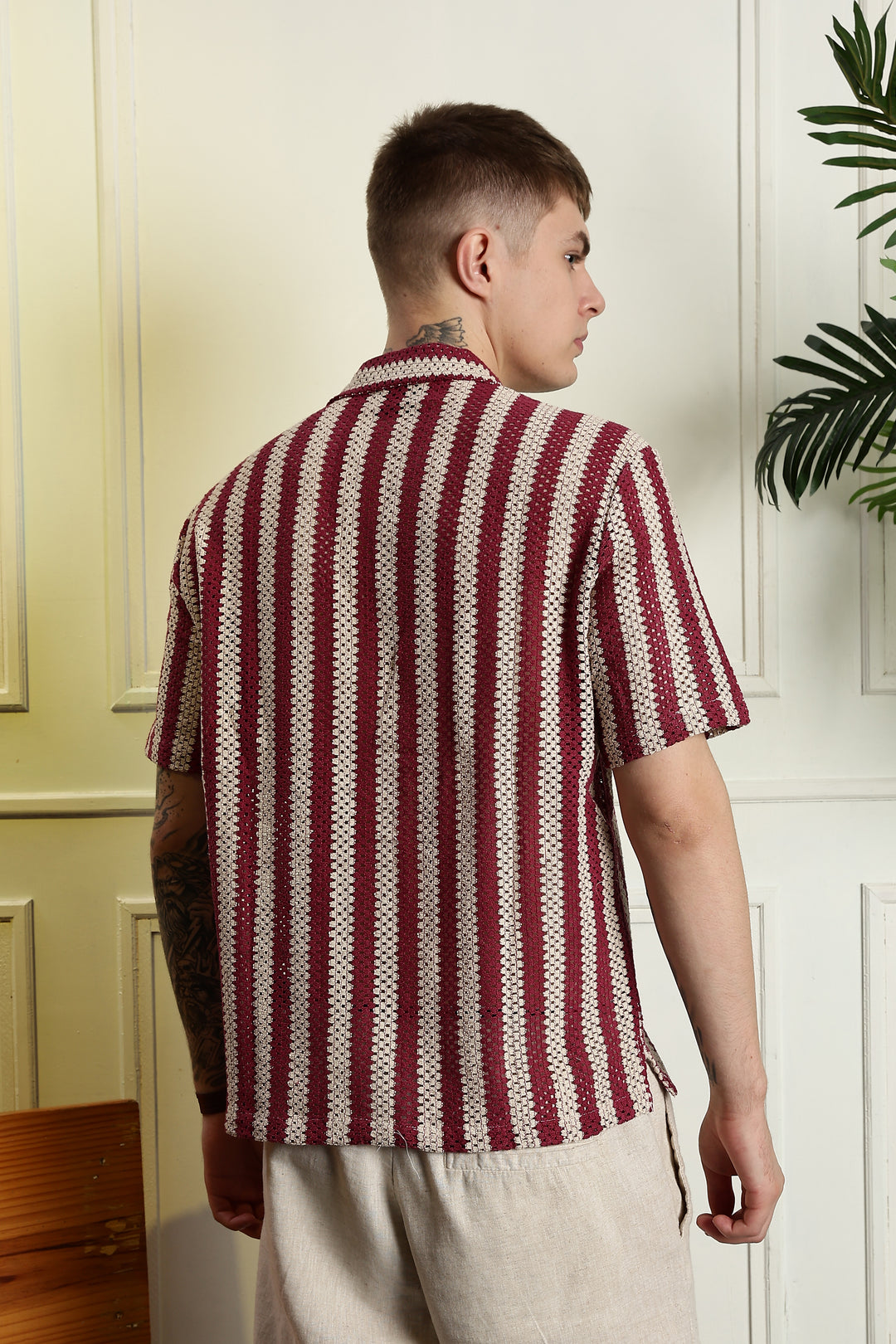 Red Streaks Crochet Shirt