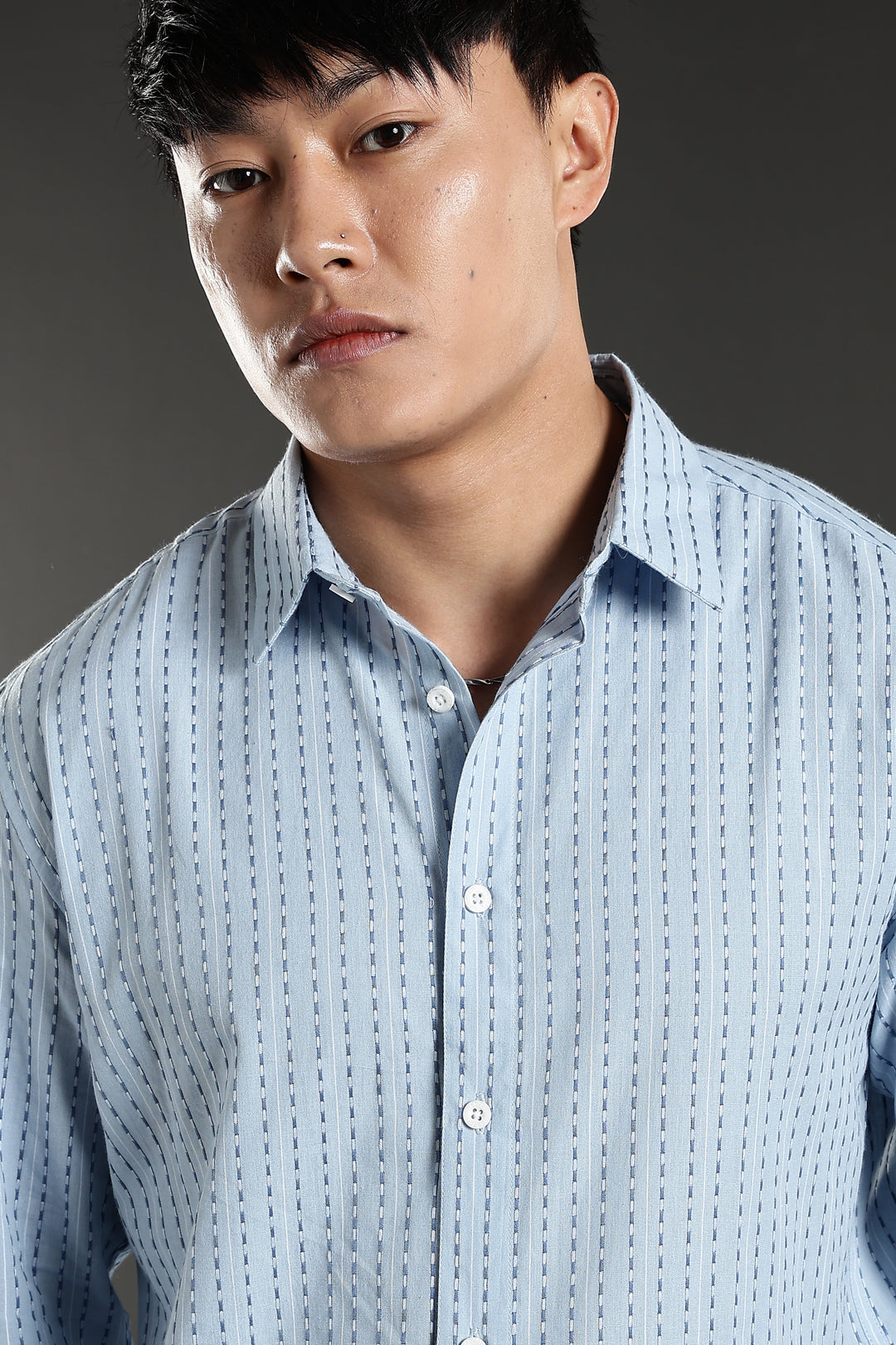 Self Striped Blue Shirt