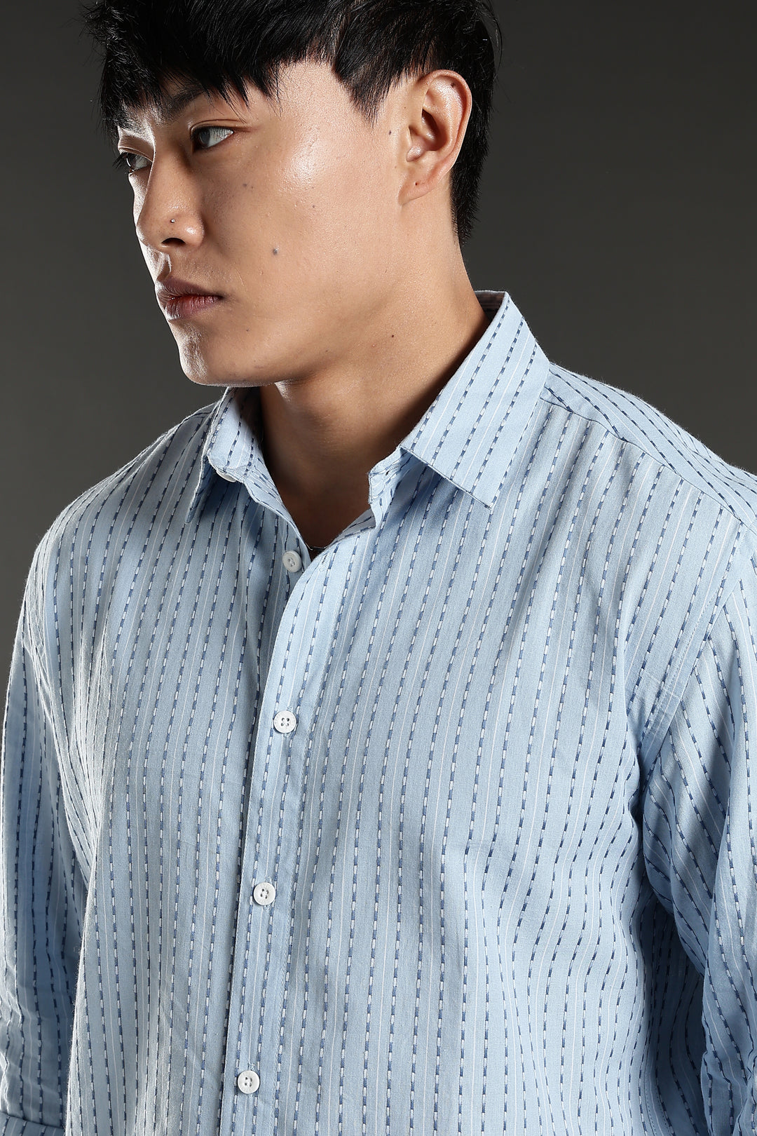 Self Striped Blue Shirt