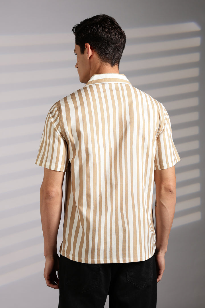 Cards: Brown Stripes Cuban Shirt