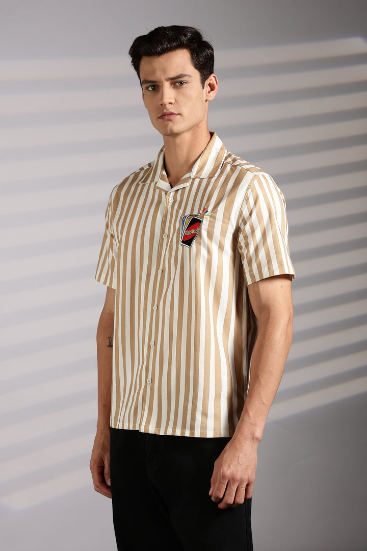 Cards: Brown Stripes Cuban Shirt
