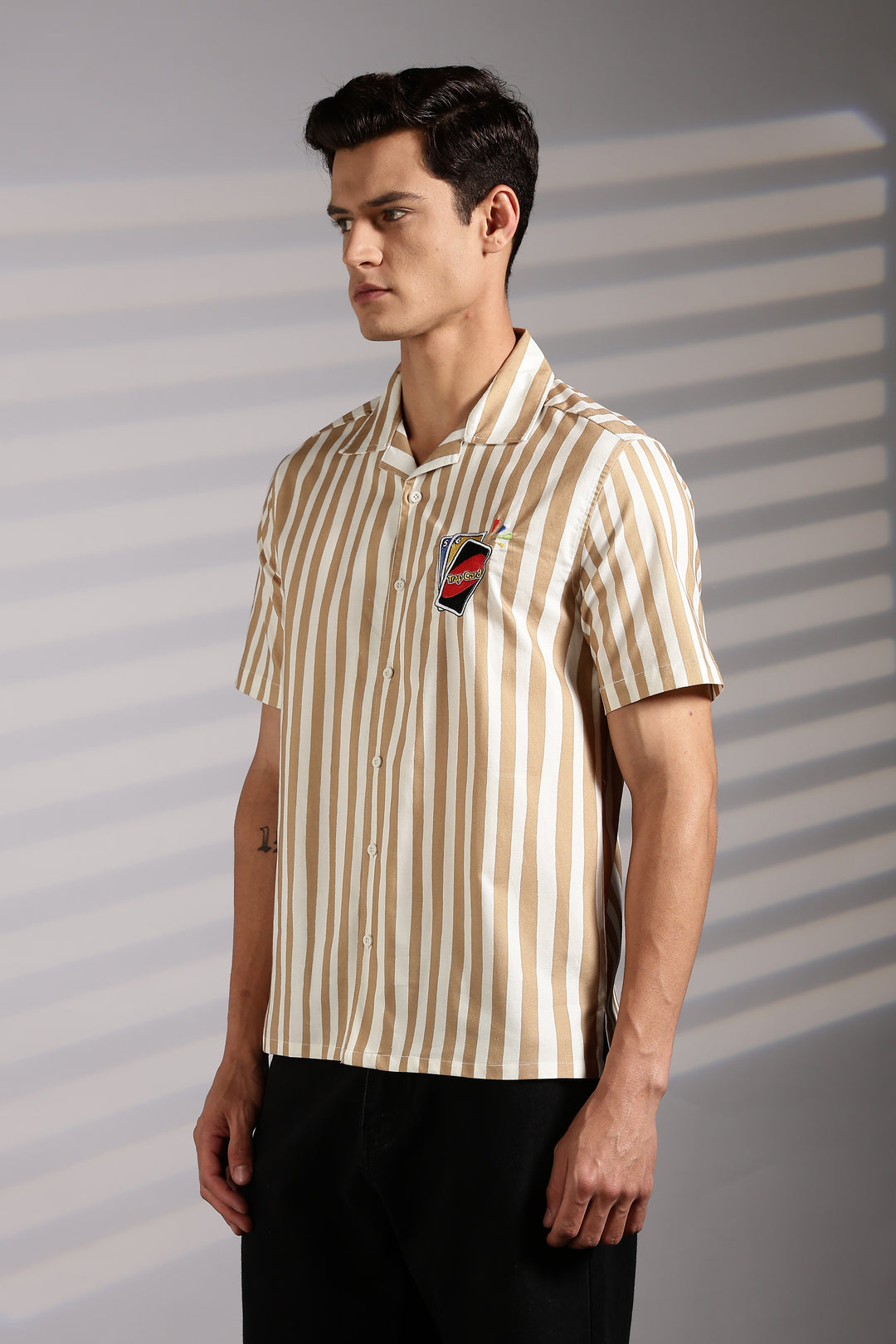 Cards: Brown Stripes Cuban Shirt