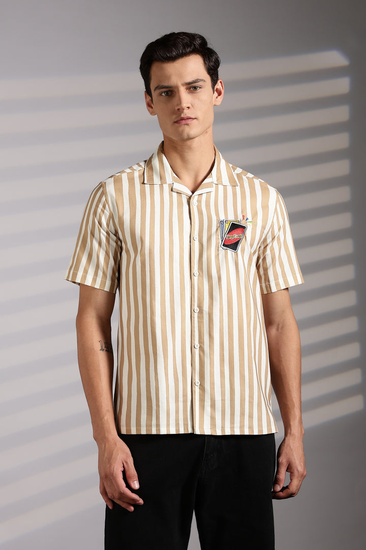 Cards: Brown Stripes Cuban Shirt