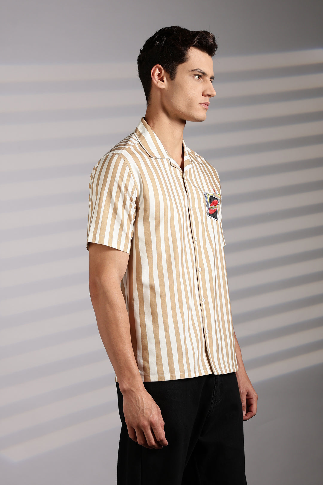 Cards: Brown Stripes Cuban Shirt