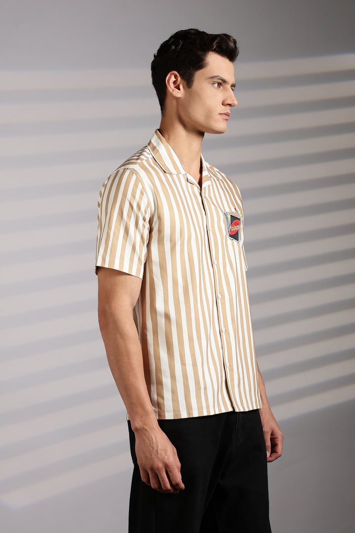 Cards: Brown Stripes Cuban Shirt