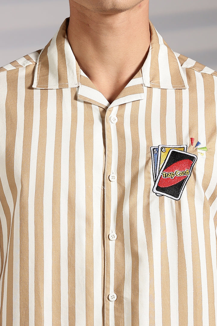 Cards: Brown Stripes Cuban Shirt