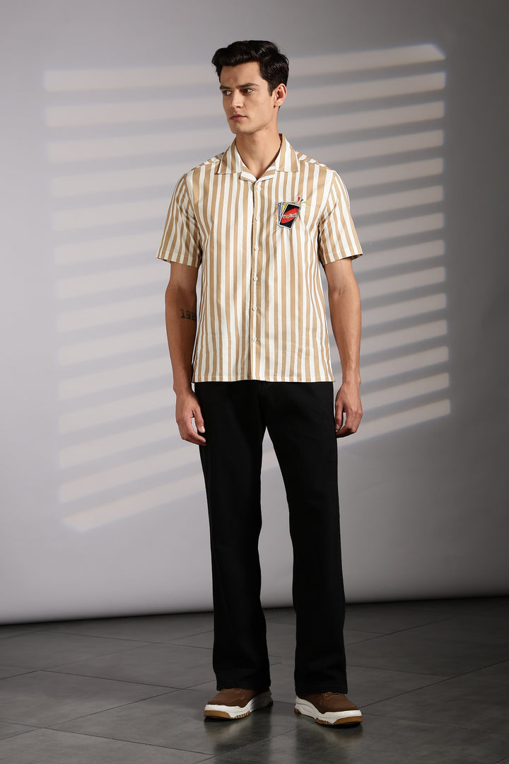 Cards: Brown Stripes Cuban Shirt