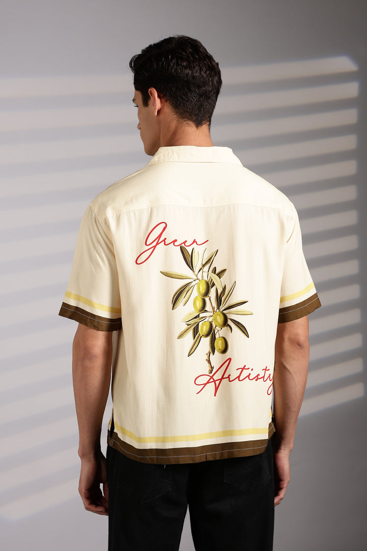 Olive: Boxy Oversized Cuban Shirt