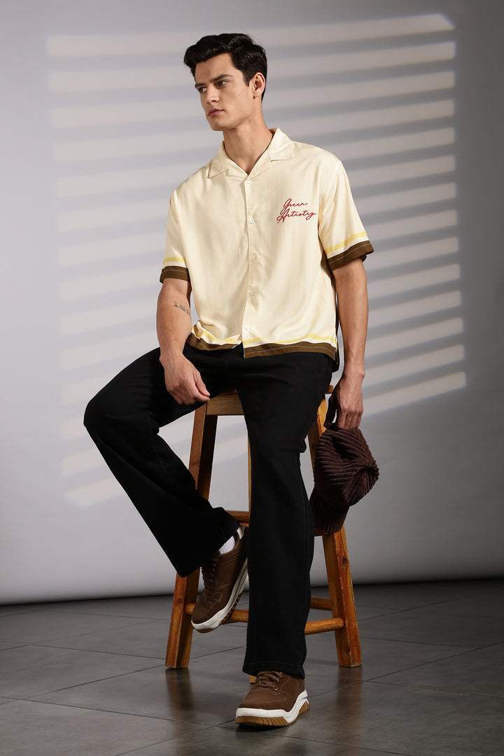 Olive: Boxy Oversized Cuban Shirt