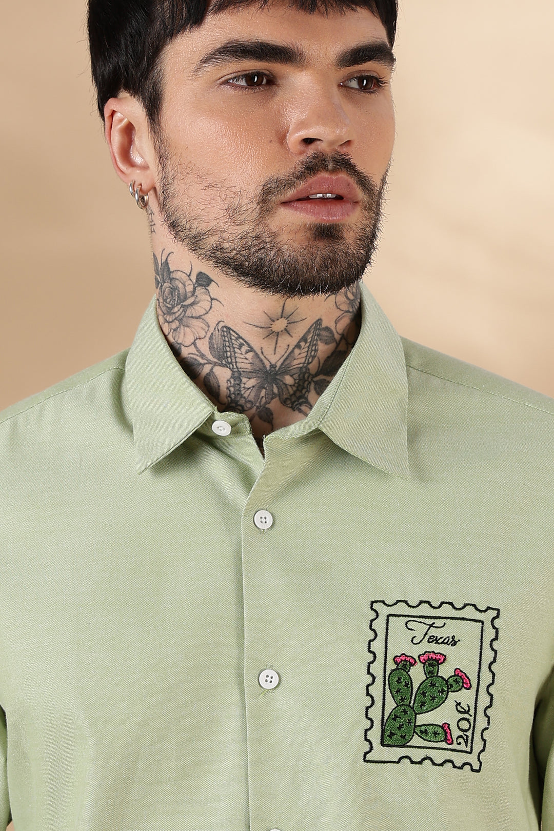 Texas: Embroidery Light Green Shirt