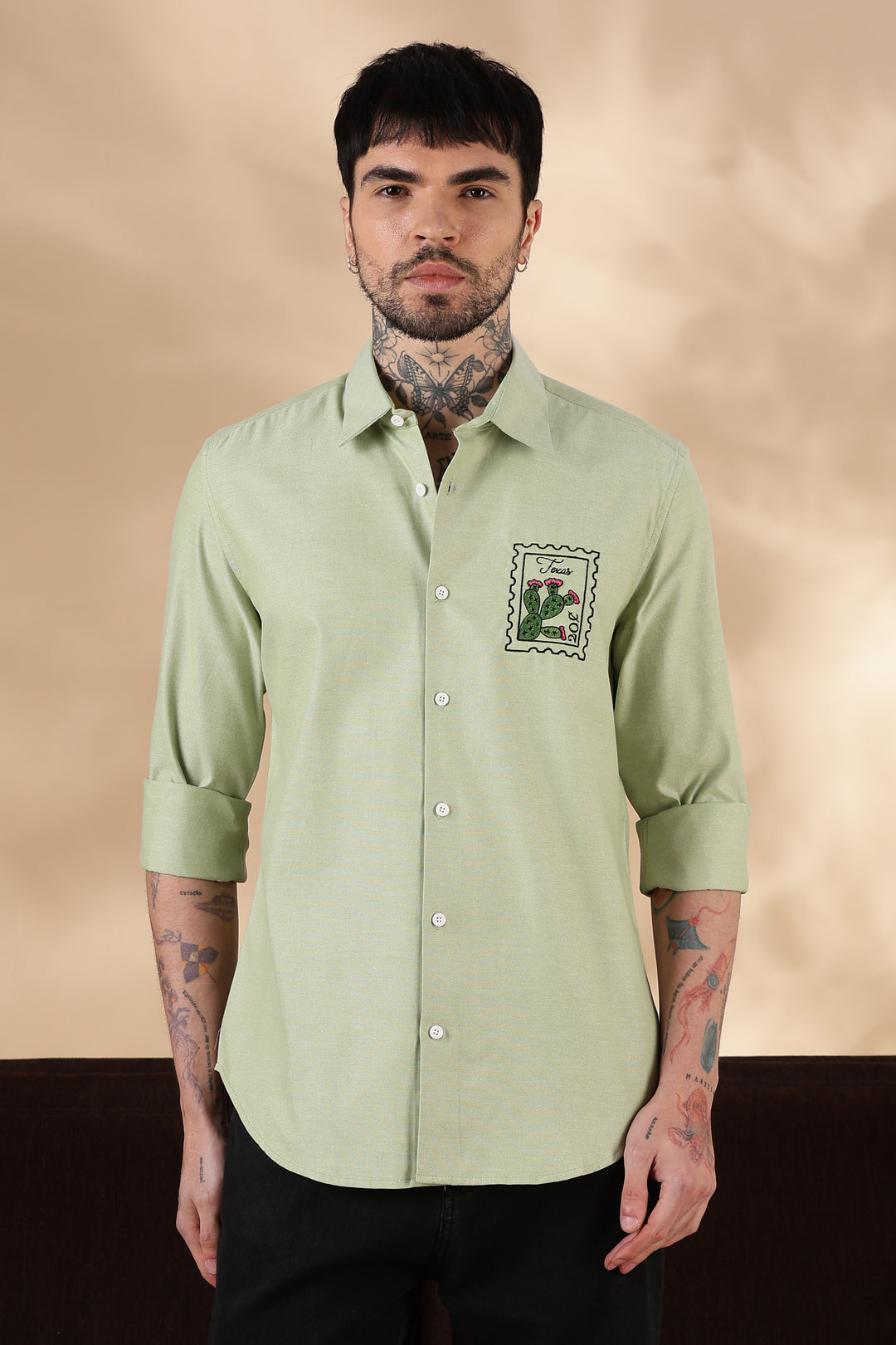 Texas: Embroidery Light Green Shirt