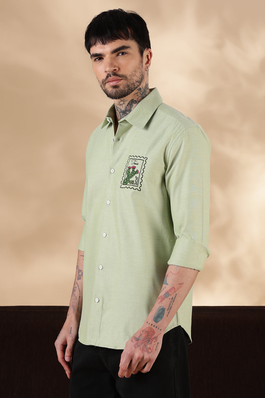 Texas: Embroidery Light Green Shirt