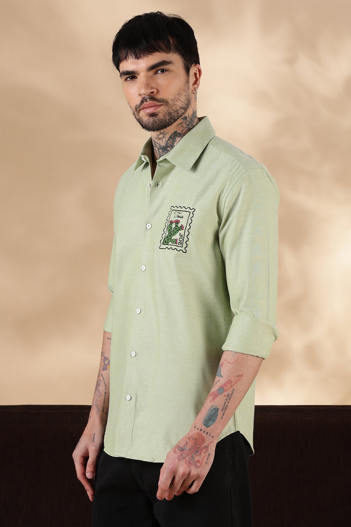 Texas: Embroidery Light Green Shirt