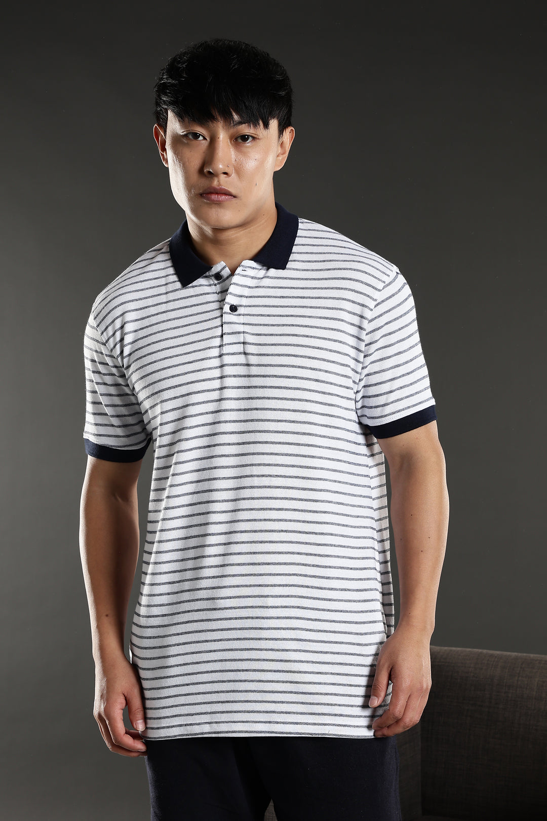 Black & White Stripes Polo T-shirt