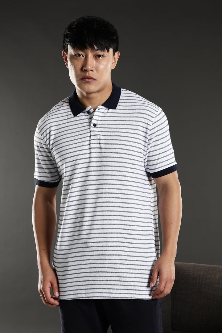 Black & White Stripes Polo T-shirt