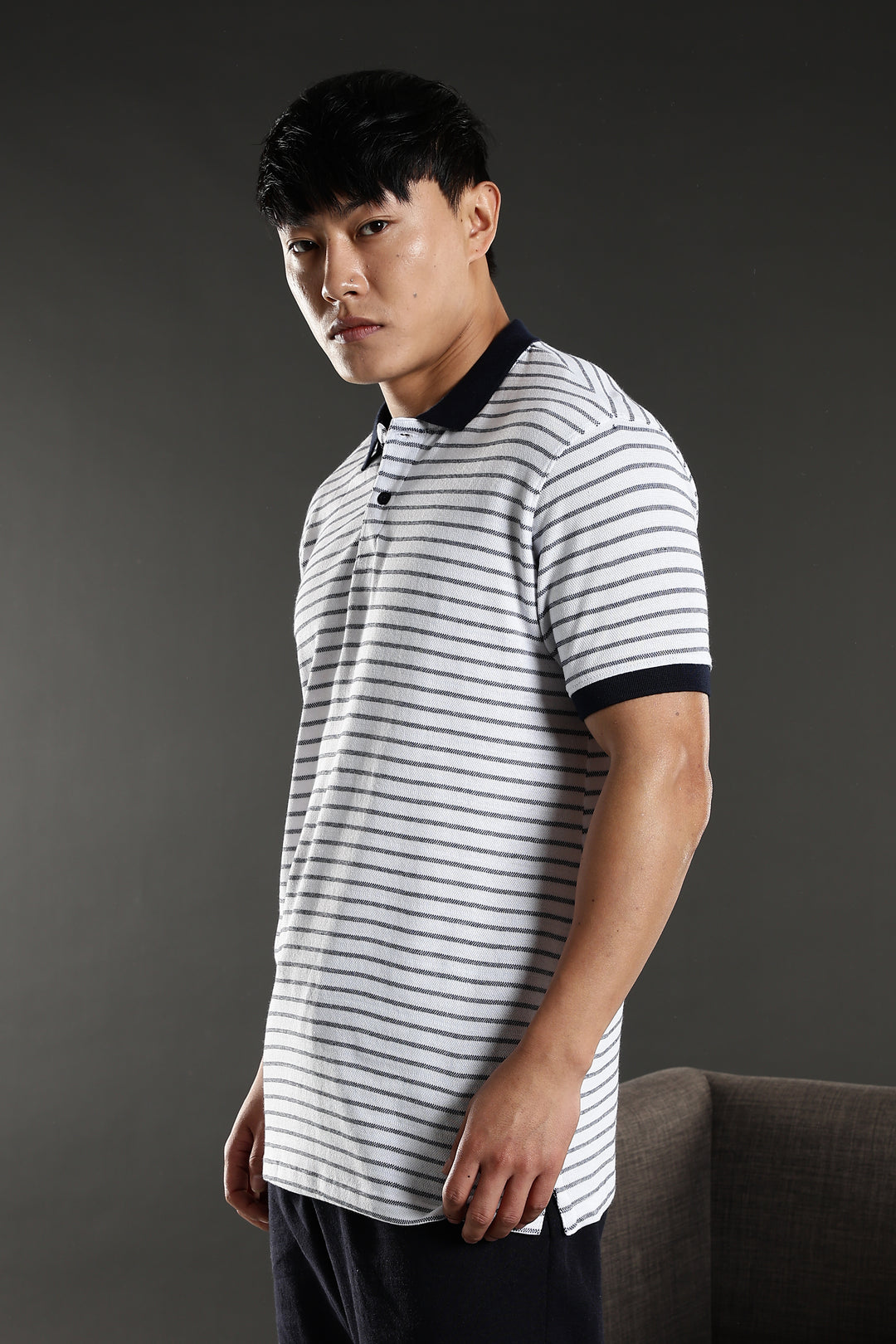 Black & White Stripes Polo T-shirt