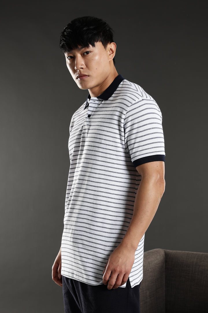Black & White Stripes Polo T-shirt