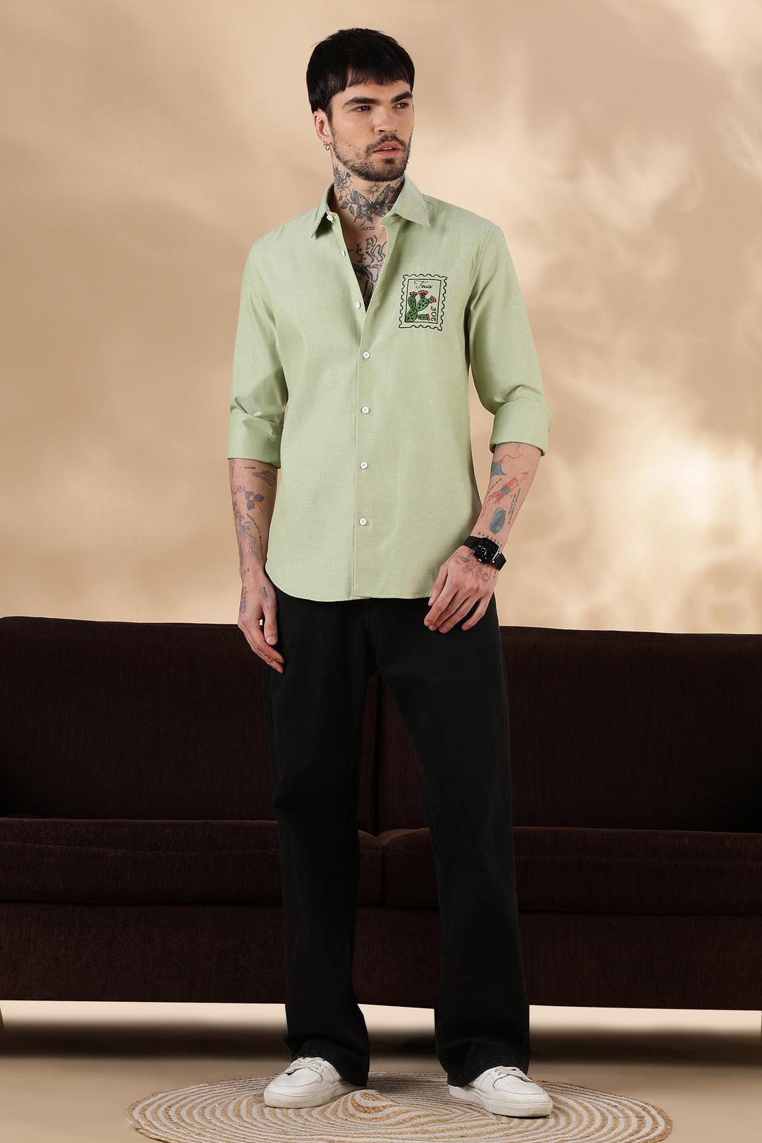 Texas: Embroidery Light Green Shirt