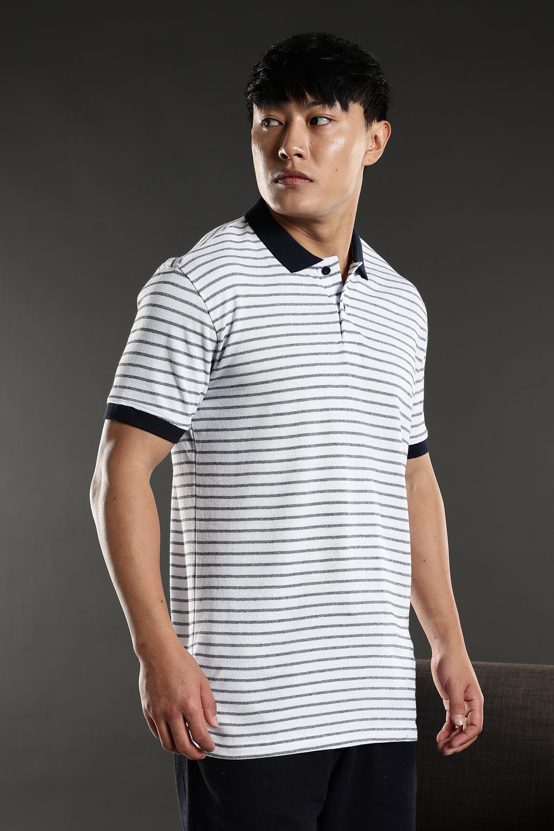 Black & White Stripes Polo T-shirt