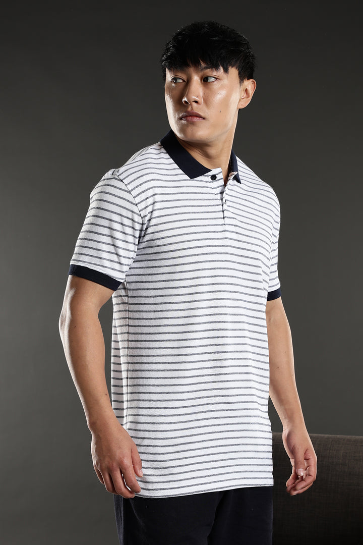 Black & White Stripes Polo T-shirt