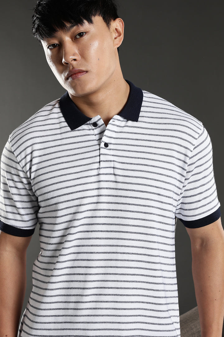 Black & White Stripes Polo T-shirt