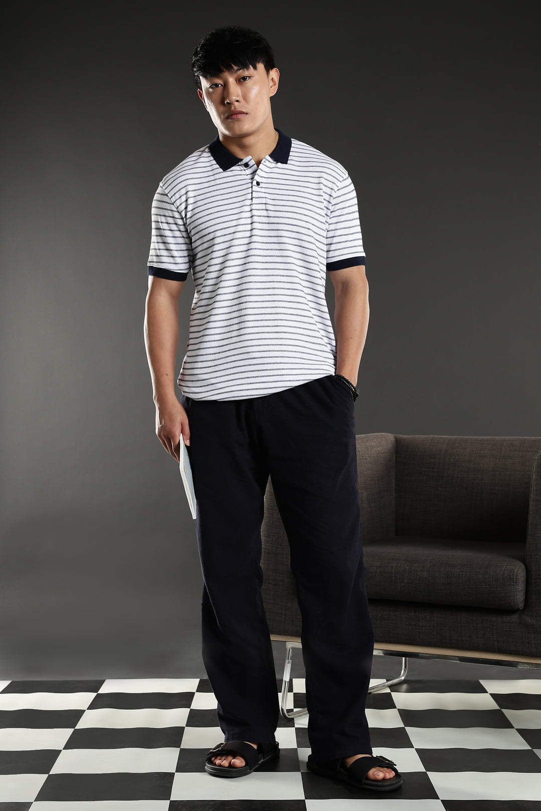 Black & White Stripes Polo T-shirt