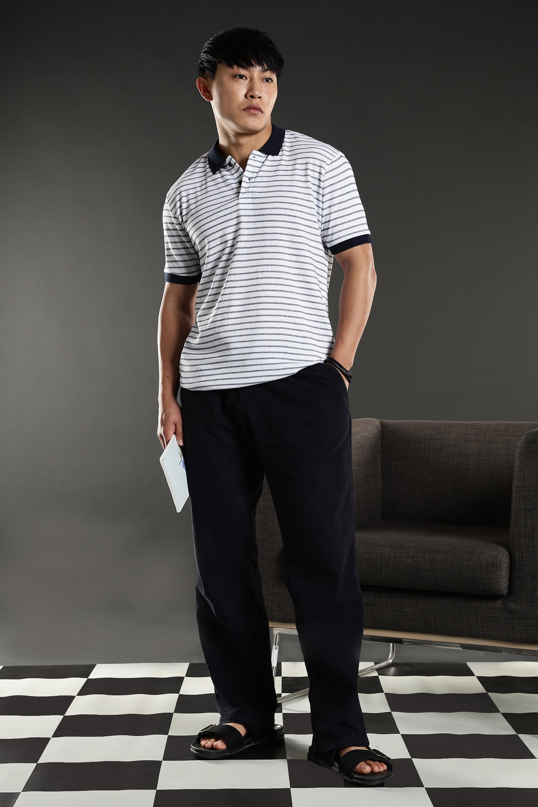 Black & White Stripes Polo T-shirt