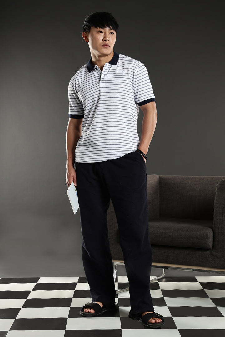 Black & White Stripes Polo T-shirt